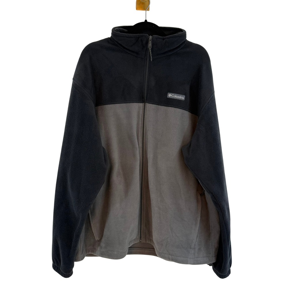 Columbia Full Zip‎ Fleece Jacket Men's XXL Gray Black Outdoor Hiking Gorpcore